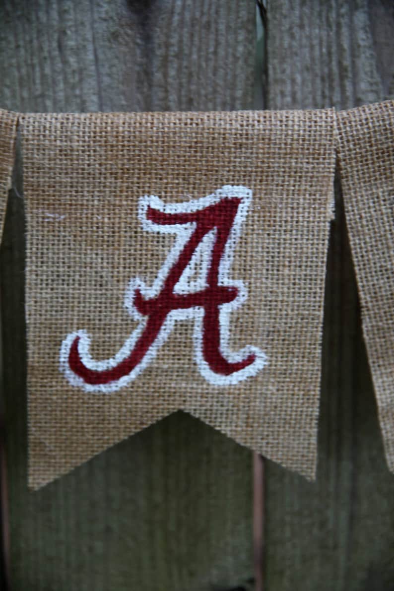 Roll Tide Burlap Banner Alabama Banner Roll Tide Banner Bama Banner Custom Burlap Banner