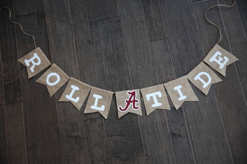Roll Tide Burlap Banner Alabama Banner Roll Tide Banner Bama Banner Custom Burlap Banner