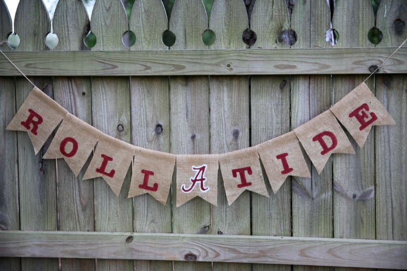 Roll Tide Burlap Banner Alabama Banner Roll Tide Banner Bama Banner Custom Burlap Banner