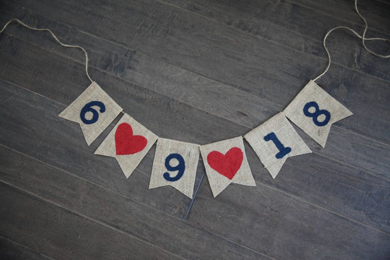 Wedding Date Banner Engagement Banner Save the Date Due Date Banner Custom Burlap Banner