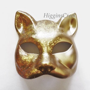 Gatto Gold Cat Masquerade Mask, Cat Venetian Mask, Costume Accessories, Day of The Dead