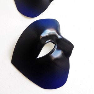 Half Face Mask Men Blue Black Mens Phantom Masquerade Mask