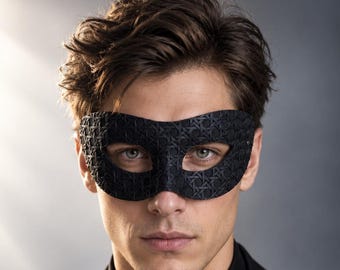 Black Woven Pattern Masquerade Mask, Venetian Eye Mask for Formal Ball