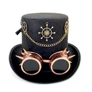 Steampunk Pilot Hat Captain Hat With Goggles, Nautical Steampunk ...