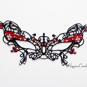 HigginsCreek Zwart Masquerade Masker Dames Maat Vlinder Ontwerp Strass Masker Mardi Gras Venetiaans
