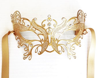 Luxury Masquerade Mask, Womens Masquerade Masks, Gold Halloween Masks,