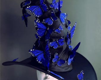 Blue Butterfly Witch Hat - Halloween Costume Hat