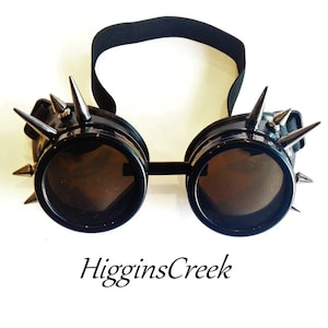 Black Steampunk goggles, Spike Goggles, shaded Lens Goggles,  Goggle, Steampunk Goggle