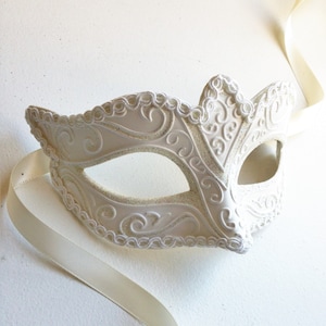 elegant White Masquerade Mask wedding masquerade mask women's face mask venetian masks white masks image 2