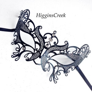 New Black masquerade mask women, Butterfly Mask, Laser Cut Venetian mask with Rhinestones