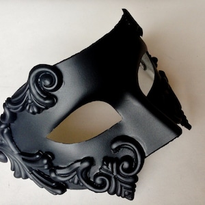 Black Mens Mask Gladiator Mask Greek God Mask Masquerade Masks Roman Mens Mask venetian Ball image 1