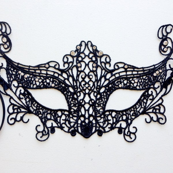 masquerade Mask Women, Black Mardi Gras Mask, Masquerade Mask Ball Mask, Black Lace, Party Mask, opera Mask by HIGGINSCREEK