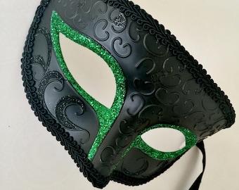 GREEN Masquerade Mask for Men St. Patrick's Day Mask Prom Mask