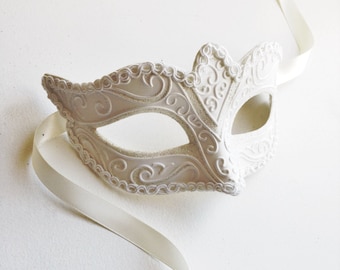 elegant White Masquerade Mask wedding masquerade mask women's face mask venetian masks white masks