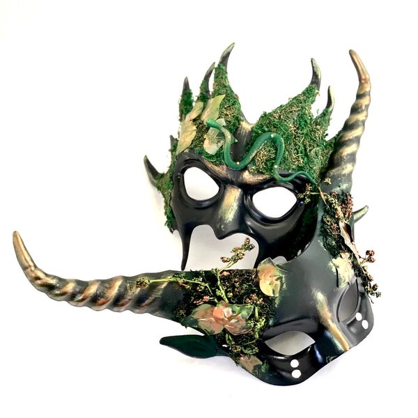 Masquerade Mask couples Green Forest Animal masks Mythical masks Goblin Mask Woodland Creature Mask Horned Creatures Halloween Masks