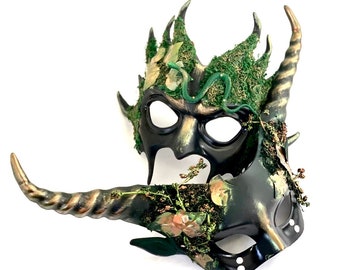 Masquerade Mask couples Green Forest Animal masks Mythical masks Goblin Mask Woodland Creature Mask Horned Creatures Halloween Masks