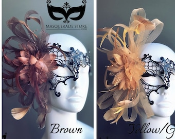 Maschera da ballo in maschera da donna, maschera in pizzo metallico, farfalla dorata, ballo veneziano, Halloween, feste di capodanno