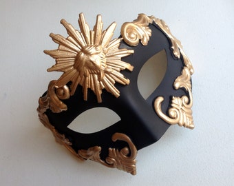 Máscara de mascarada negra y dorada para hombre, mascarillas faciales para hombre, máscaras venecianas para hombre, mascarilla negra para hombre, mascarillas negras sencillas para hombre