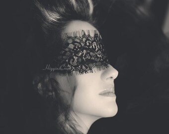 Black Lace Masquerade Mask - Sexy Lingerie, Mardi Gras Mask