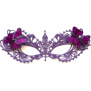 purple Masquerade Mask l purple women lace mask l purple butterfly Mask l Rhinestone lace mask l purple Wedding Mask l New Year party mask
