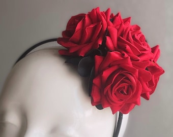 Red Rose Hairpiece, Childrens Headbands, Flower Girl Headband, Rose Headband