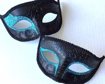 Blue and Silver Half Face Phantom Masquerade Mask - Etsy UK