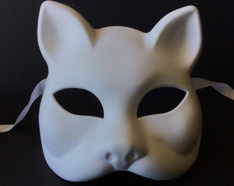 DIY Cat Cosplay Mask l halloween mask l White Cat Masquerade Mask l White Blank Mask l Halloween Costume Mask l Halloween Party Mask