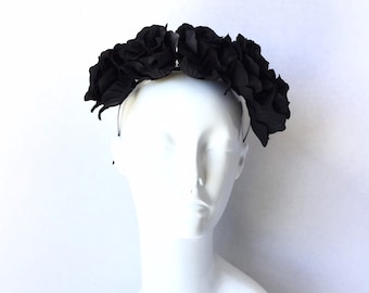 Black Rose Hairpiece, Maternity Gown Prop, Flower Crown Photography Props, Hair Accessory, Boho Hair Crown, Photo Props