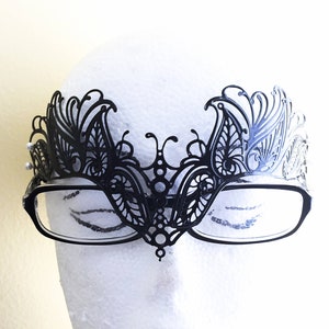 Masquerade Mask for eye Glasses, Eye Glass masquerade Mask, In metal base or lace base unisex Mask