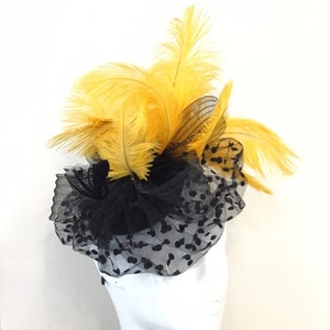 Black Fascinator Feather Cocktail hat Women&#39;s Derby party hat Feather Headpiece