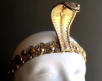 Cleopatra Gold Snake Crown - Egyptian Serpent Halloween Headdress