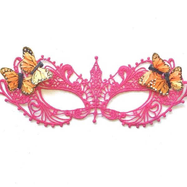 butterfly mask childrens l halloween butterfly mask l kids butterfly mask l girls fairy mask l pink lace mask