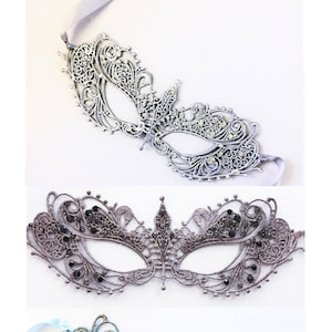 Silver Masquerade Mask, Masquerade Ball Mask, Mardi Gras Mask, Rhinestone Masquerade Mask
