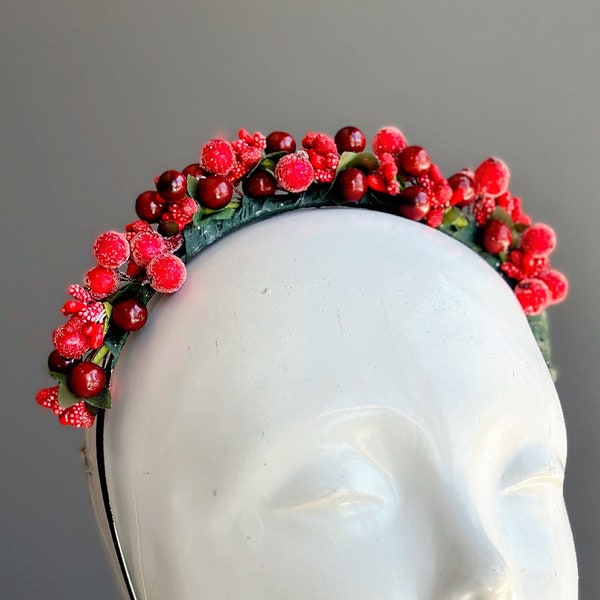 Festive Holly Berry Headband, Berry Accessory, Christmas Accessory, Christmas Headband, Holiday Headpiece, Holiday Headband, Red Headband