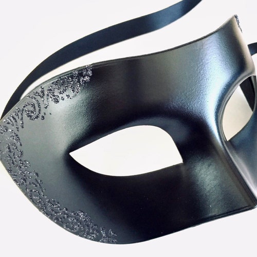 Mens Masquerade Mask Black Masquerade Mask Masquerade Ball Etsy