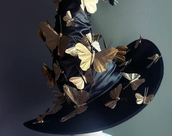 Gold Butterfly Witch Hat - Halloween Costume Hat