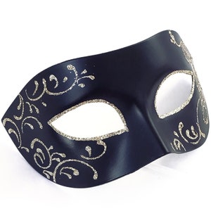 Mens masquerade mask black mask with filigree masquerade ball Venetian men’s mask