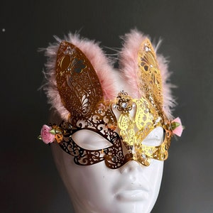 Fluffy Bunny Ear Mask kids Halloween Mask bunny costume mask for Kids
