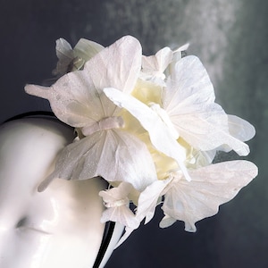 White Butterfly Headband - Fascinate Hat - butterfly crown - Diner en Blanc - Derby Hats