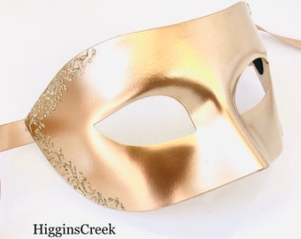 Luxury Mens Gold Shimmer masks - Venetian Masquerade Ball, Prom Party