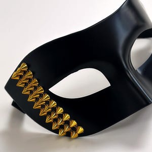 Mens Black Masquerade Mask Studded Masks Spike Mask Steampunk Masks Party Mask Masquerade Ball Mask Black Masks Gold Spike Mask