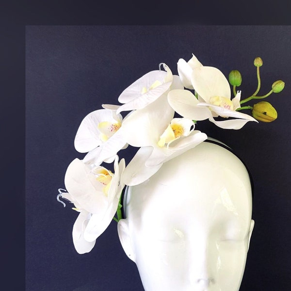 Bandeau d'orchidée, couronne de fleurs fascinator, bandeau tropical