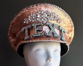 Custom Rose Gold Holographic Captain Party Hat
