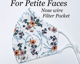 Flower fabric mask with FILTER + filter Pocket + nose wire face mask COTTON l 3 Layer Women Fabric Mask l washable covering USA Face Mask
