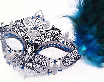 STONEFANS Rhinestone Masquerade Mask Face Jewelry for Women Blue Prom Half  Face Mask Wedding Halloween Costume Accessories (B-Silver) - Yahoo Shopping