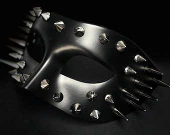 masquerade mask metal spikes men halloween mask black cosplay mask