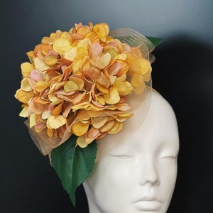Hydrangea Tea Party Fascinator Hat for Women Derby Hat Flower Headband Spring Easter Yellow Women Hat Rustic Yellow