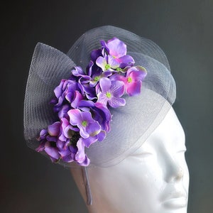 Purple Fascinator Hat Flower Headband Tea Party Hat Flower Accessory Womens Headpiece