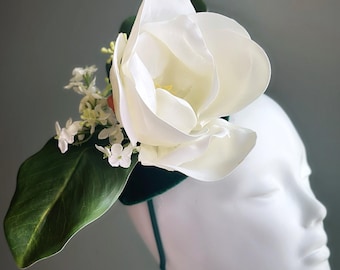 Flower Tea Party Fascinator Hat for Women White Derby Hats Garden Party Hat Elegant Fascinator Hat