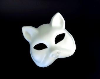 DIY Animal Mask, White Cat Mask, Blank Mask for Crafts, Party Activity, Masquerade Mask, Animal Masquerade, Cat Costume, Cosplay Mask